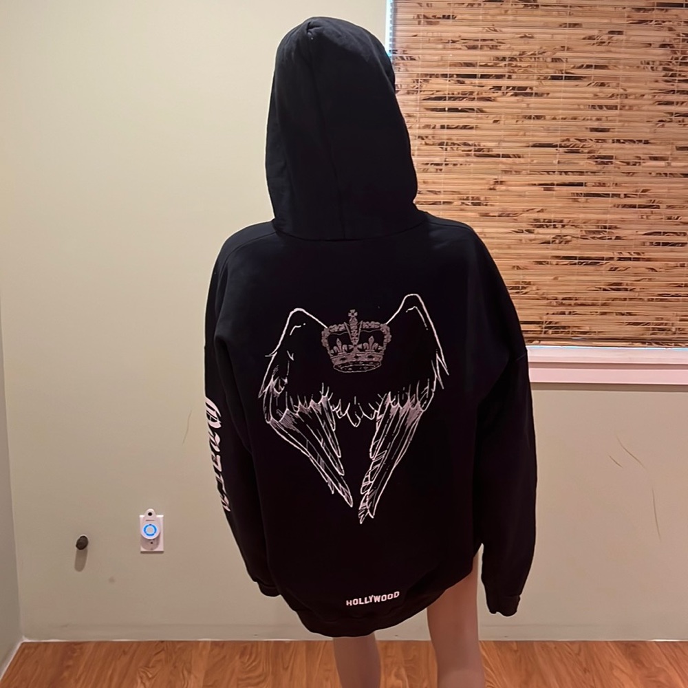 Royal Order Graphic Hoodie In Black & White With Crown In Glitter Size XL